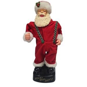 Vtg Rock & Roll Santa Animated Musical Christmas Collectible Home Decor Figurine